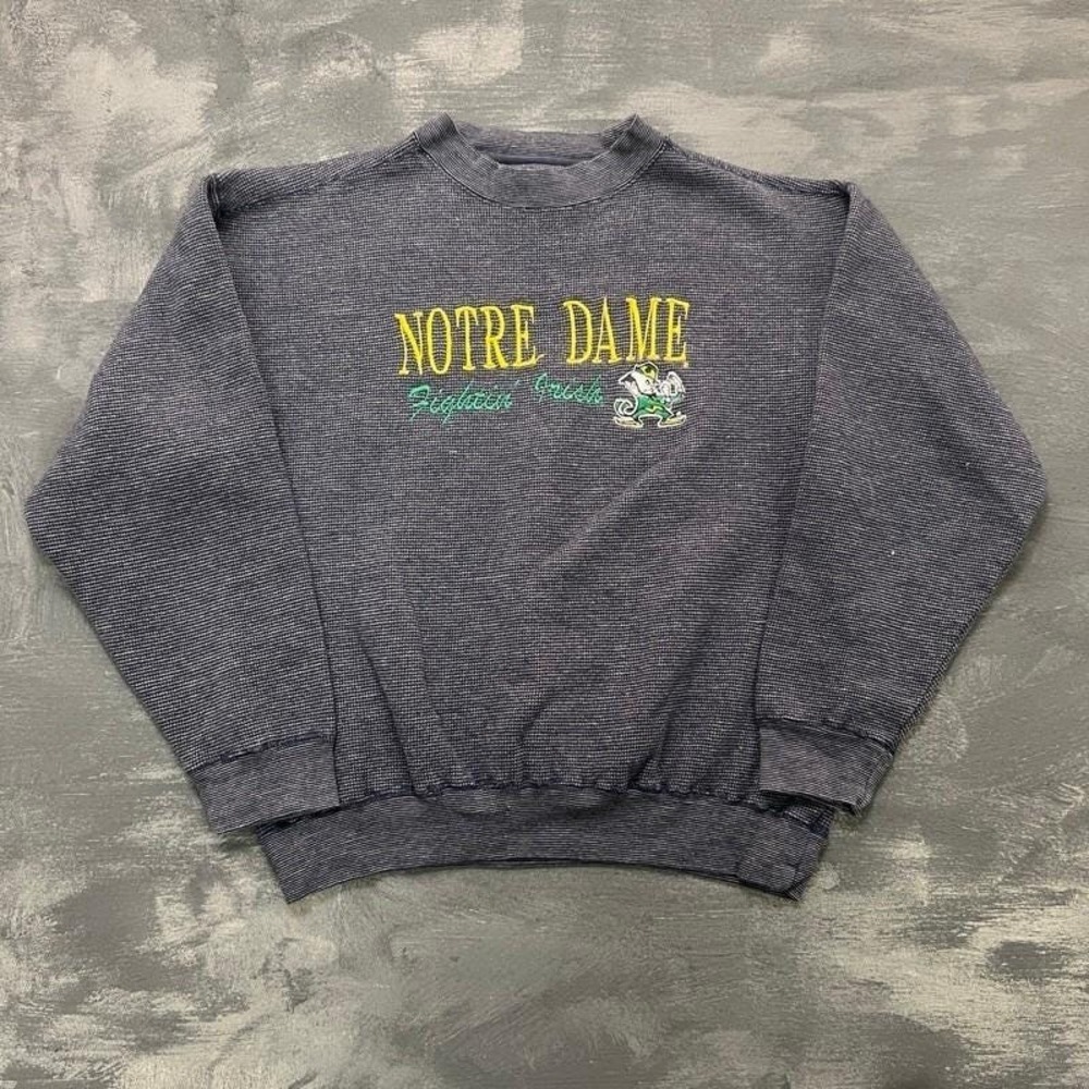 Vintage Notre Dame Fightin' Irish Sweatshirt Men's Large Gray 1990s‎ NCAA Logo 7